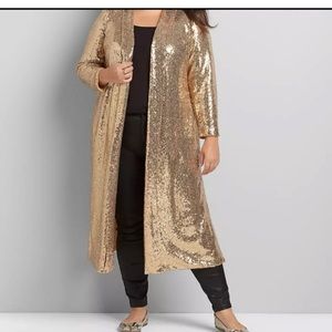 Lane Bryant gold sequin duster NWOT